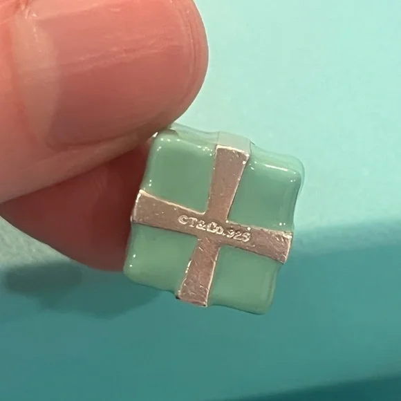 Tiffany and Co blue enamel present charm